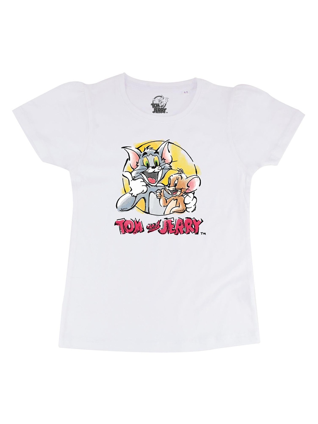 

Tom & Jerry Girls White Tom & Jerry Printed Regular Top