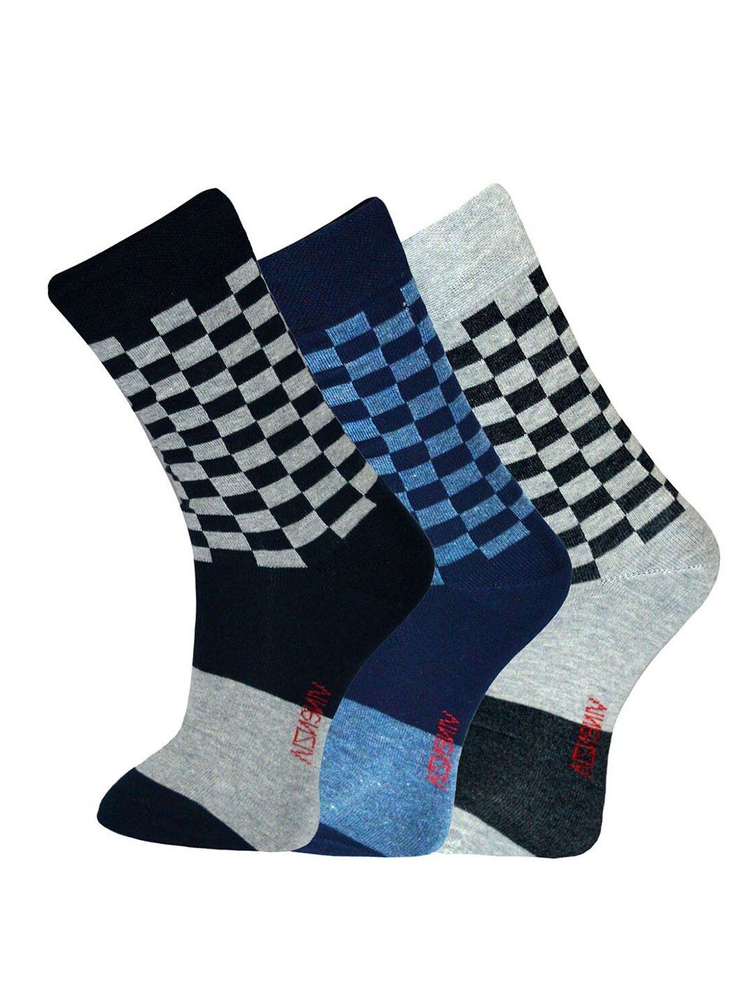 

VINENZIA Men Pack Of 3 Assorted Calf-Length Cotton Socks