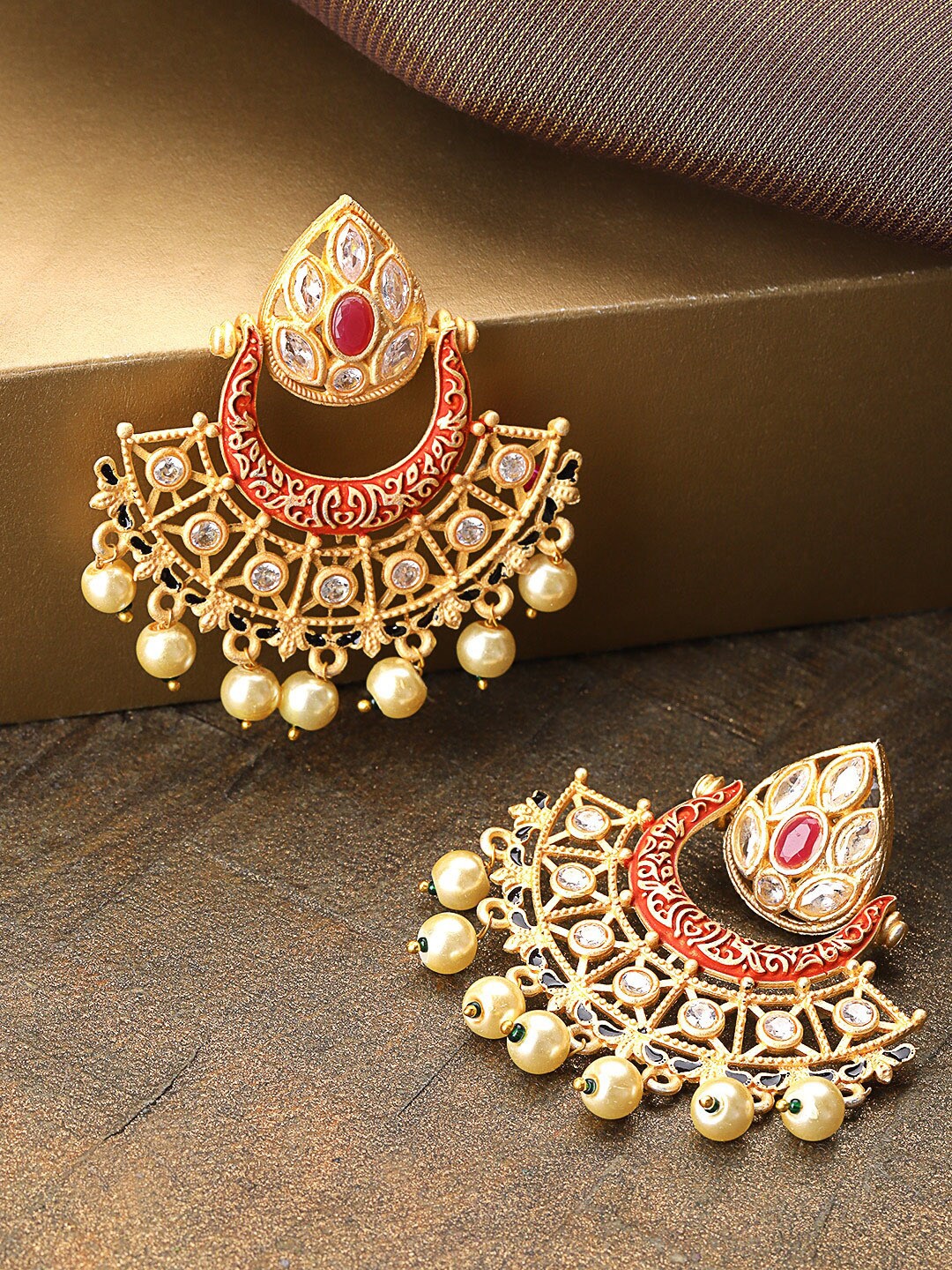 

Priyaasi Red Contemporary Studs Earrings