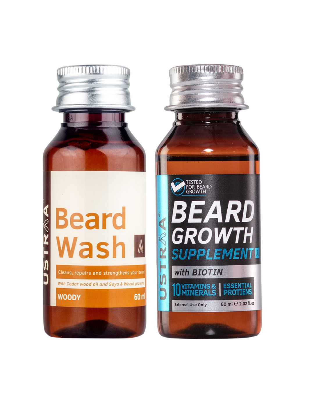 

Ustraa Beard Growth Supplement & Beard Wash Woody, Brown