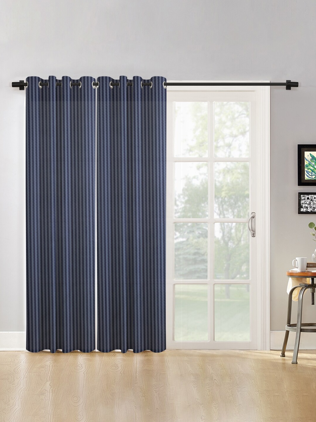 

HOSTA HOMES Blue Set of 2 Long Door Curtain