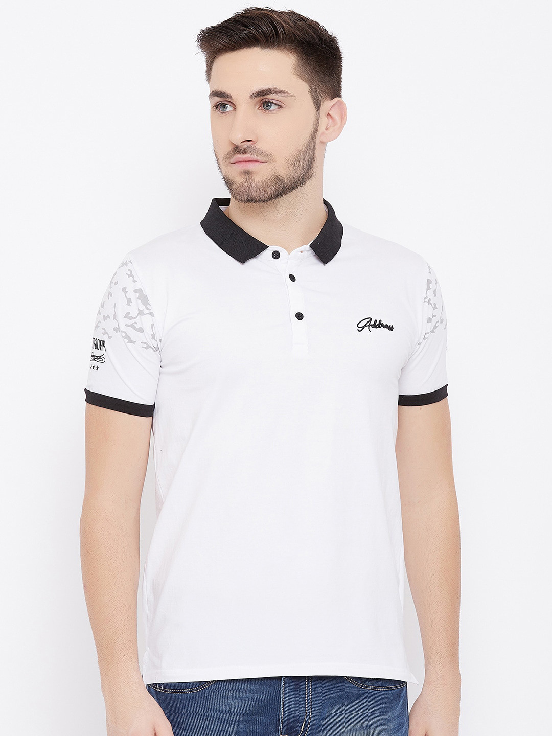 

Duke Men White Polo Collar Slim Fit T-shirt
