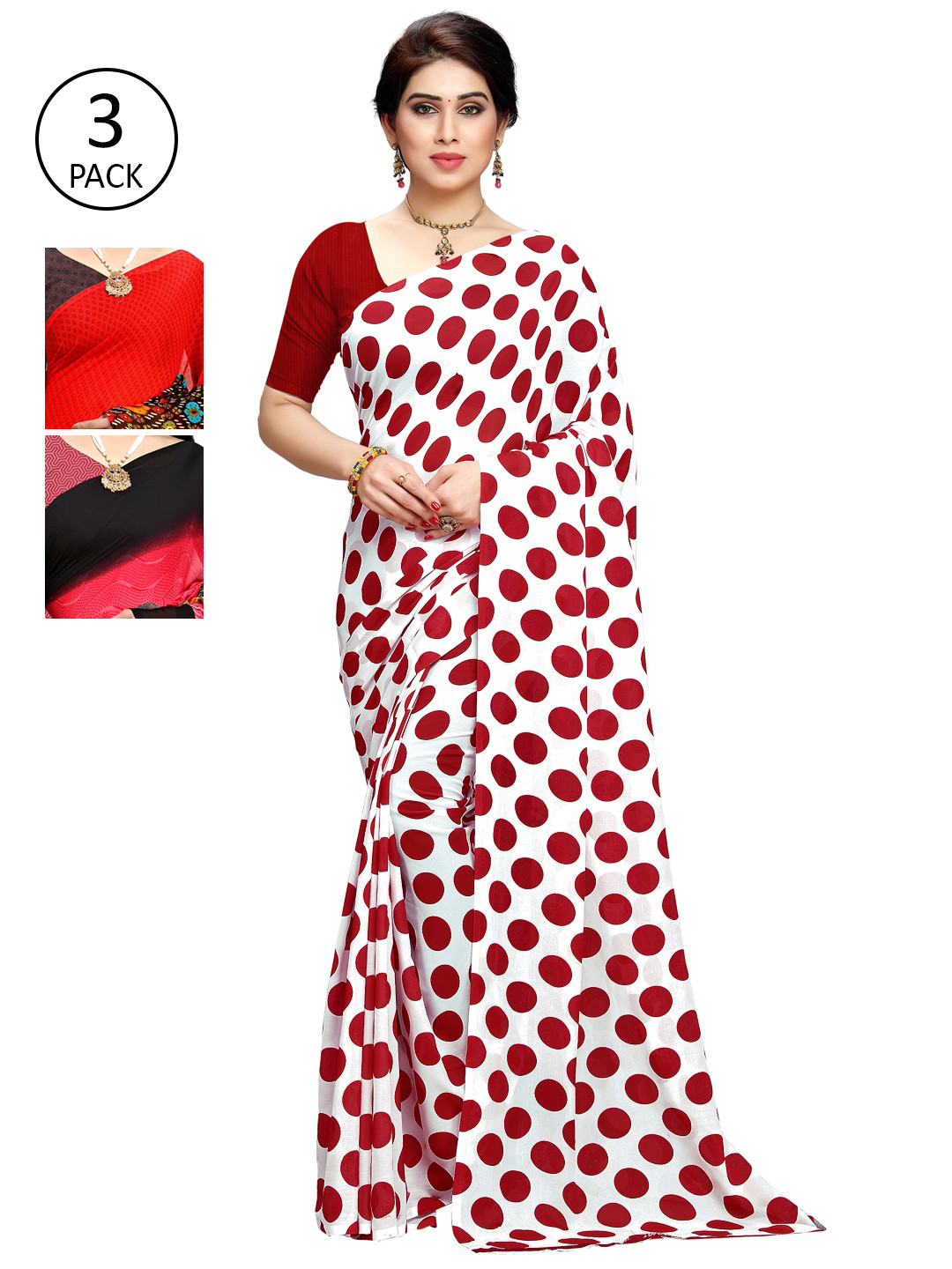 

KALINI Set Of 3 Multicoloured Poly Georgette Printed Sarees, Multi