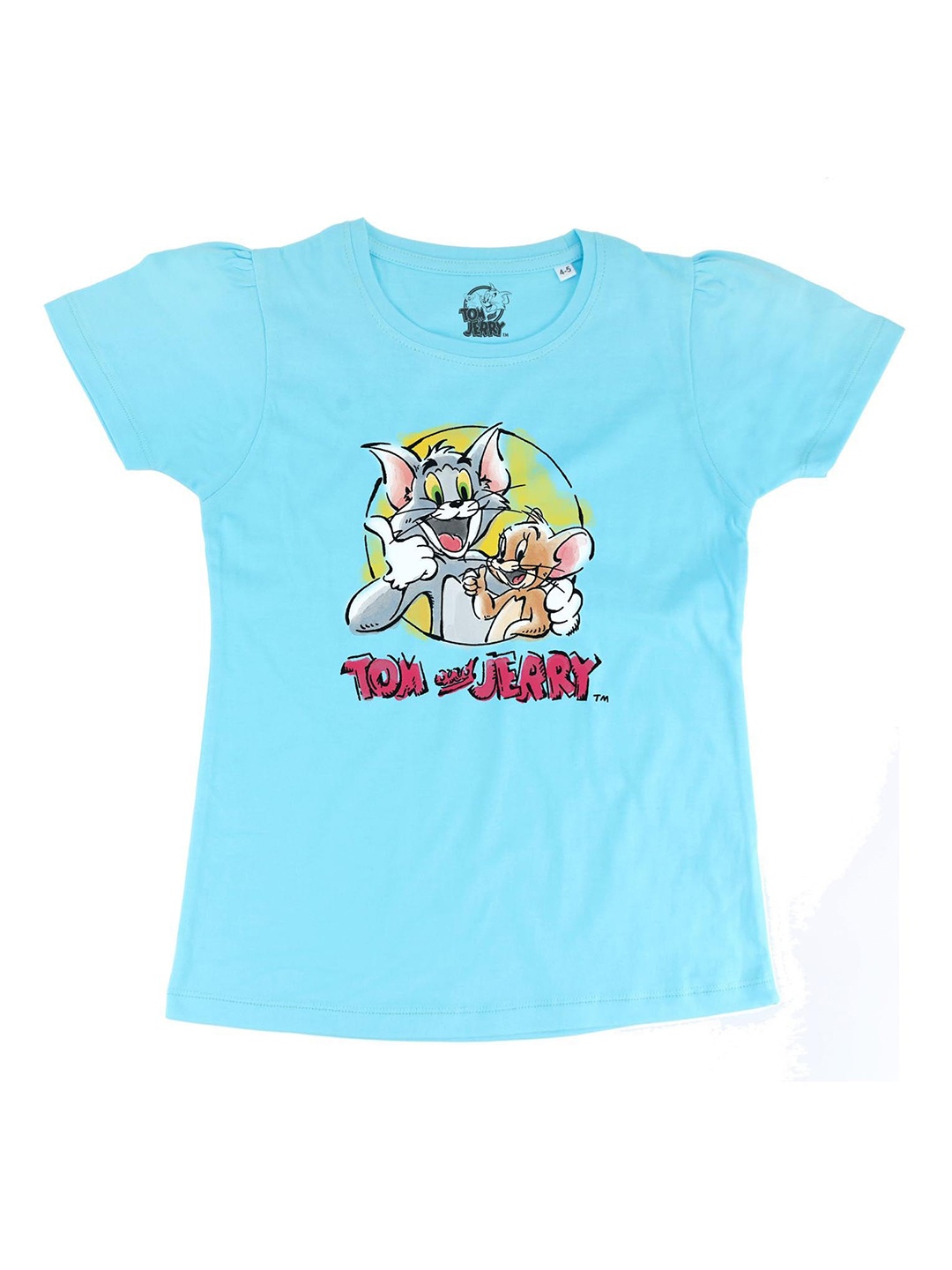 

Tom & Jerry Blue & Grey Puff Sleeve Cotton Top