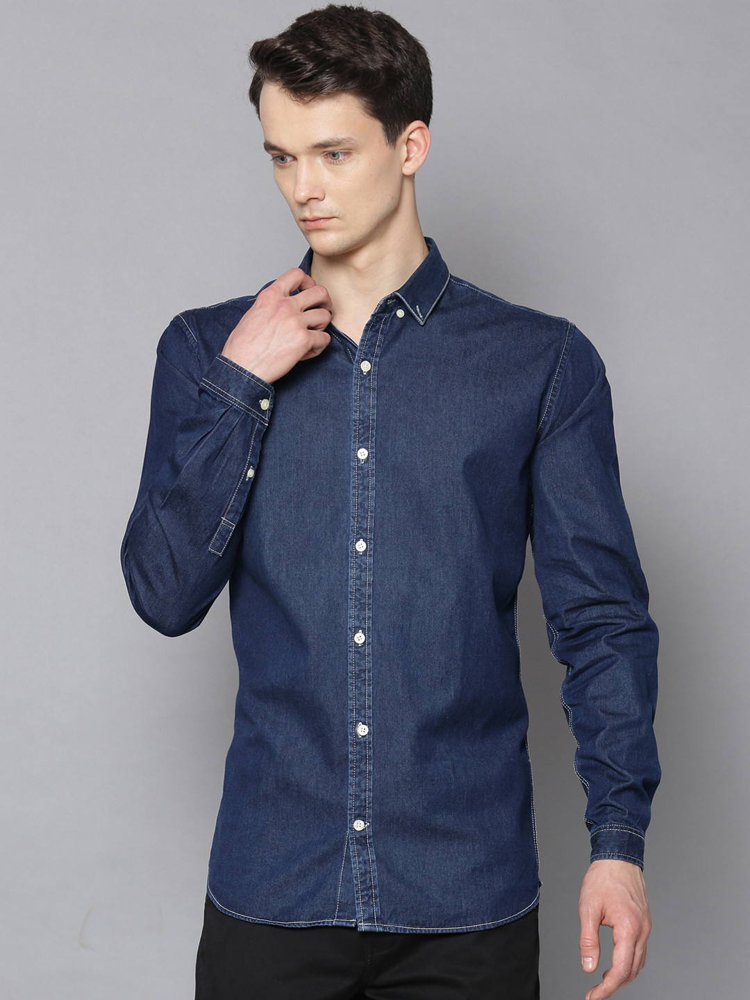 

LINDBERGH Men Blue Slim Fit Casual Shirt