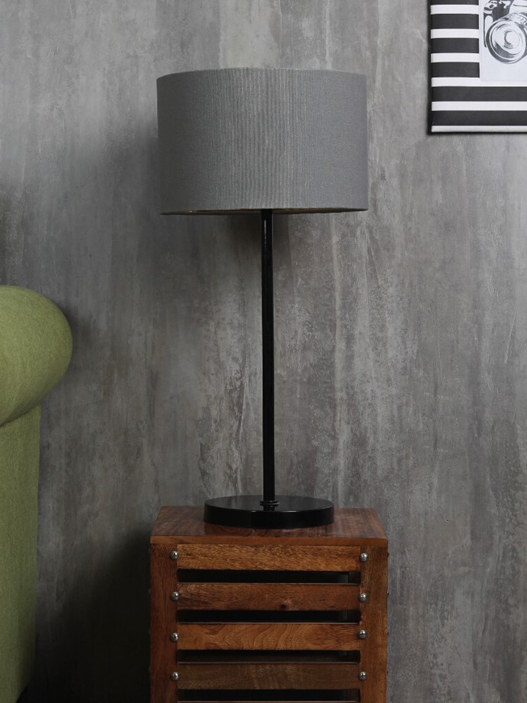 

SANDED EDGE Black & Grey Contemporary Table Lamp with Shade