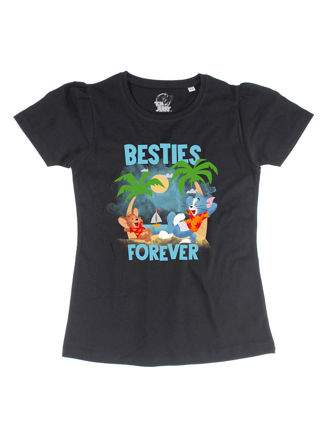 

Tom & Jerry Black Girls Tom & Jerry Printed Regular Top