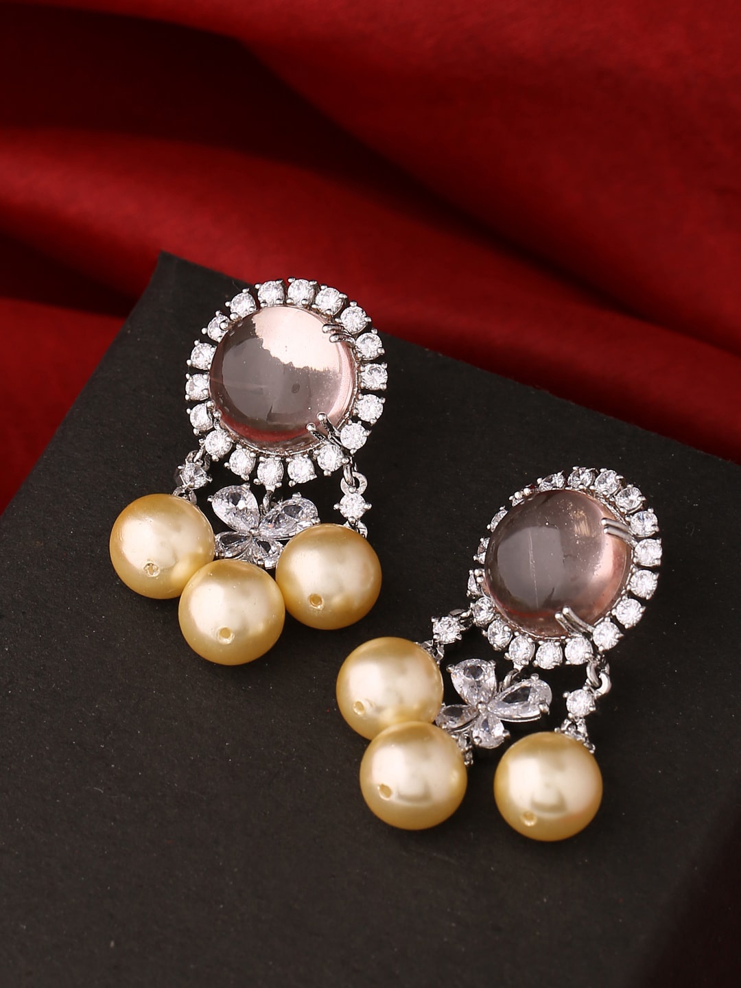 

Tistabene Women Gold-Toned & Bronze-Toned Artificial Stones Classic Drop Earrings