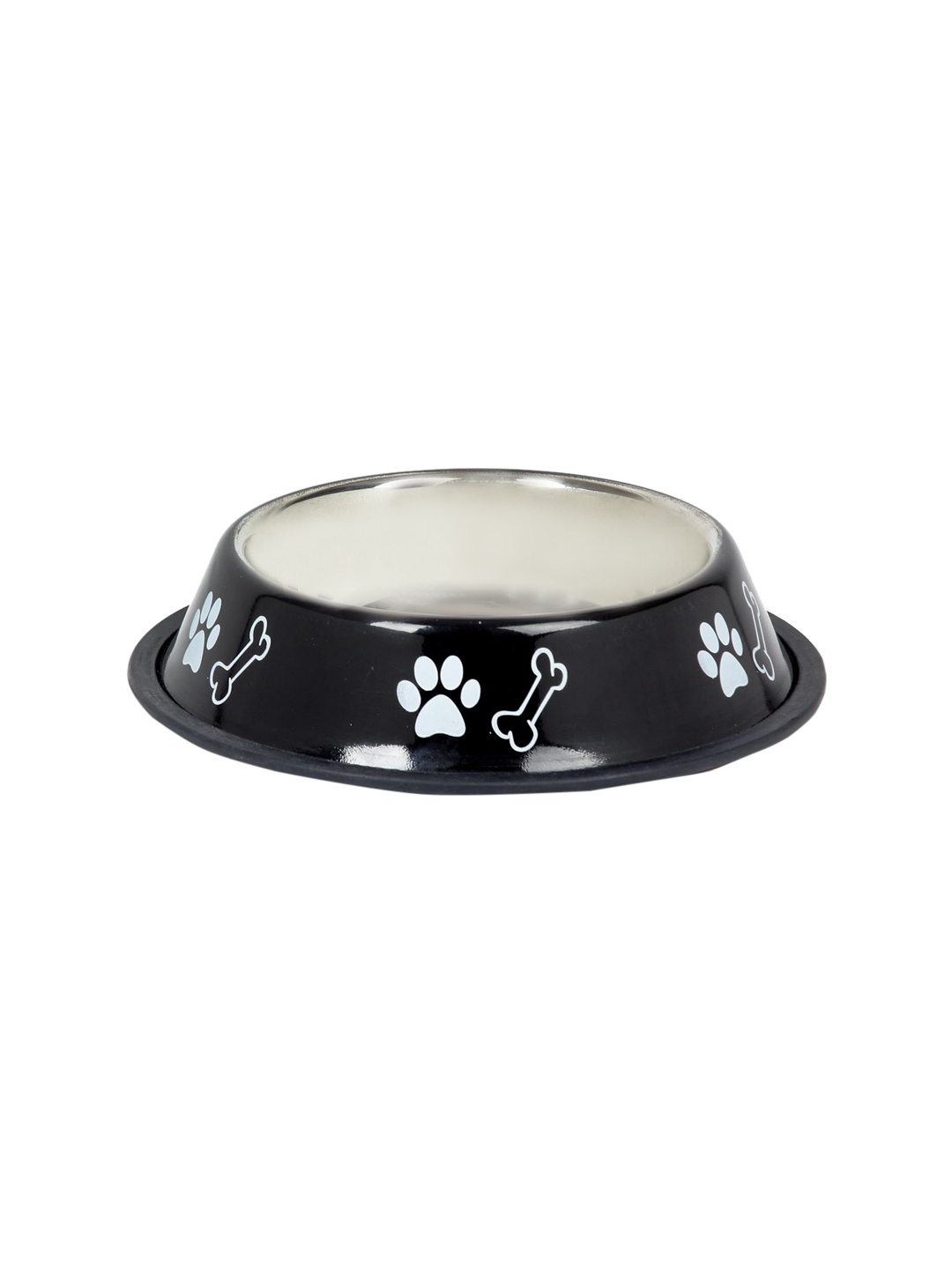 

WIGGLE TWIDDLE Unisex Black & Silver-Toned Printed Stainless Steel Pet Bowl