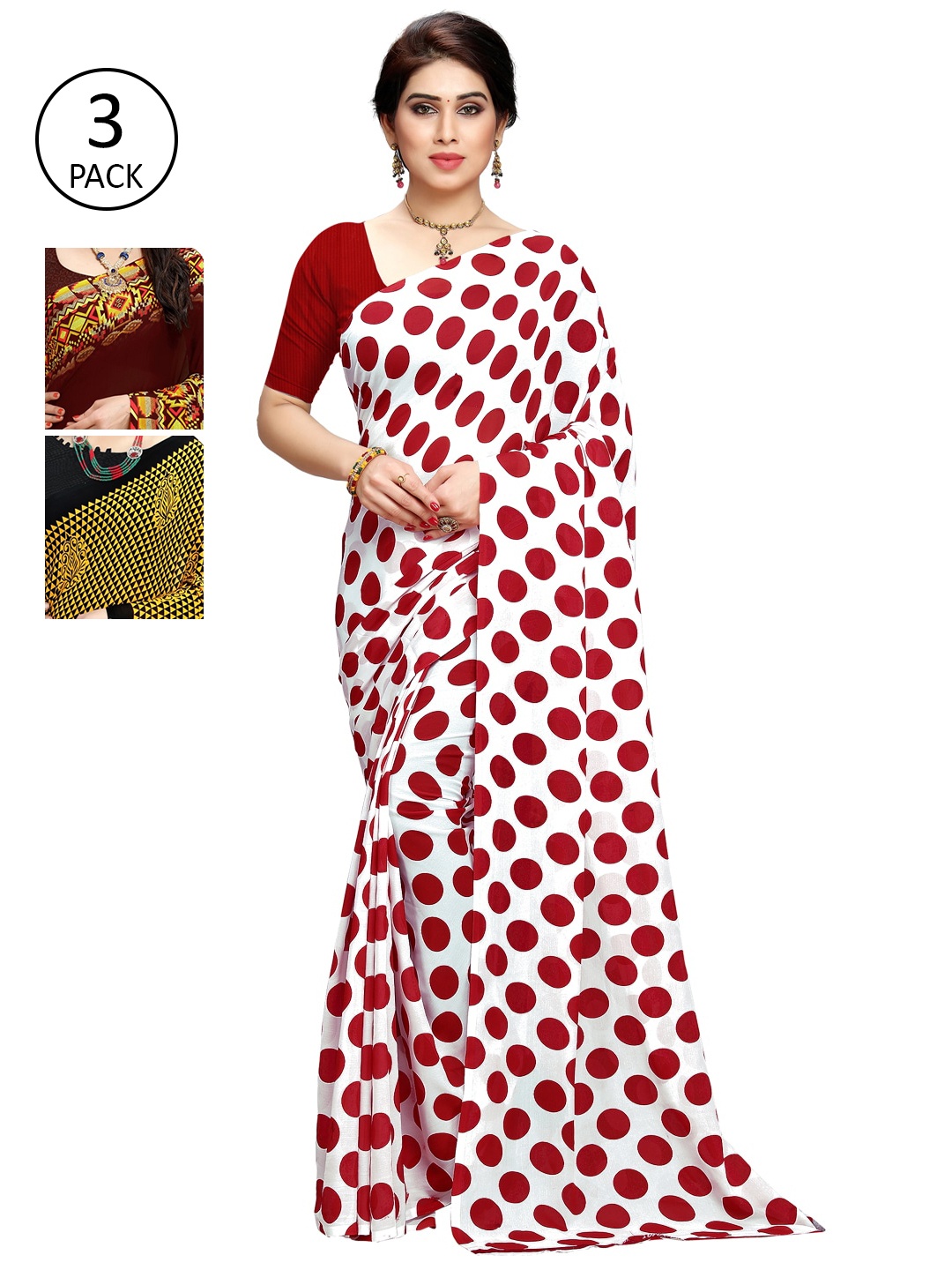 

KALINI Pack of 3 Printed Sarees, Multi
