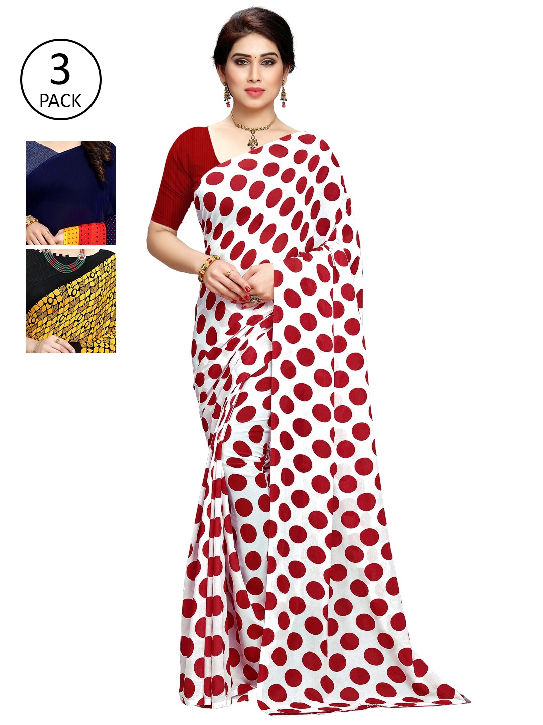 

KALINI Women Pack Of 3 Printed Saree, Yellow