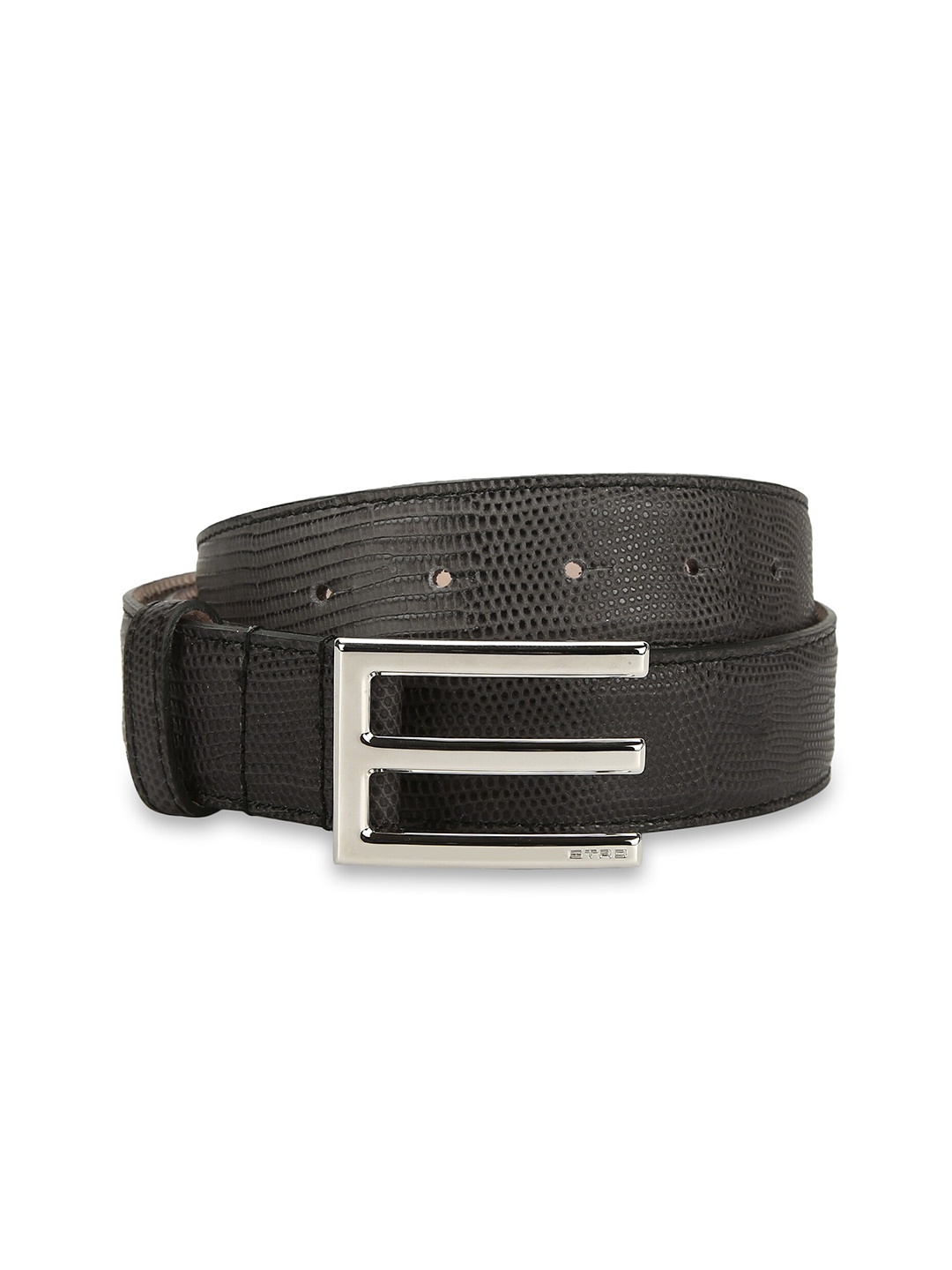 

ETRO Men Black Textured Leather Belt