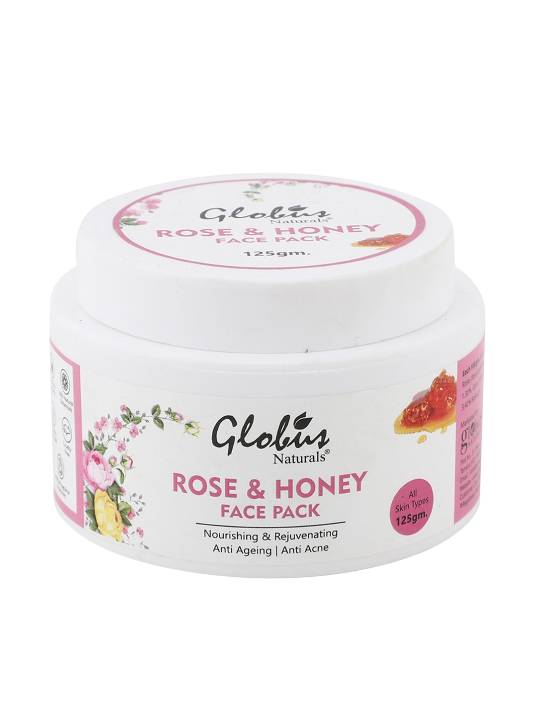 

Globus Naturals Rose & Honey Nourishing & Rejuvenating Face Pack 125g, White