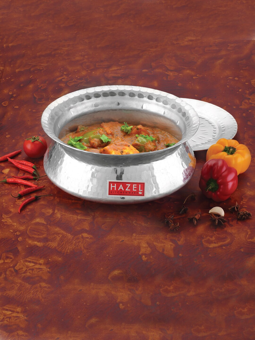 

HAZEL Silver-Toned Textured Aluminium Handi With Lid 4600 ML