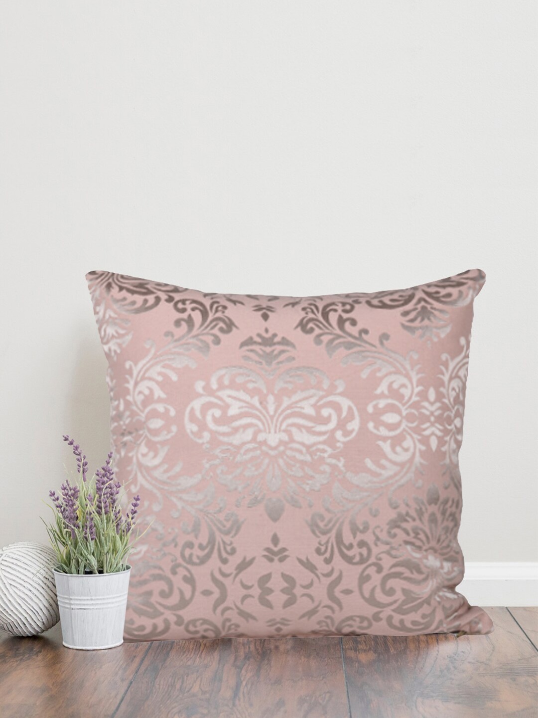 

Home Pink & Silver Toned Ethnic Motifs Cotton Square Cushion Covers