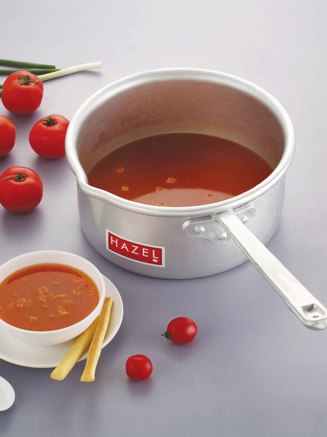 

HAZEL Silver-Toned Solid Aluminium Premium 14 Gauge Hotelware Sauce Pan