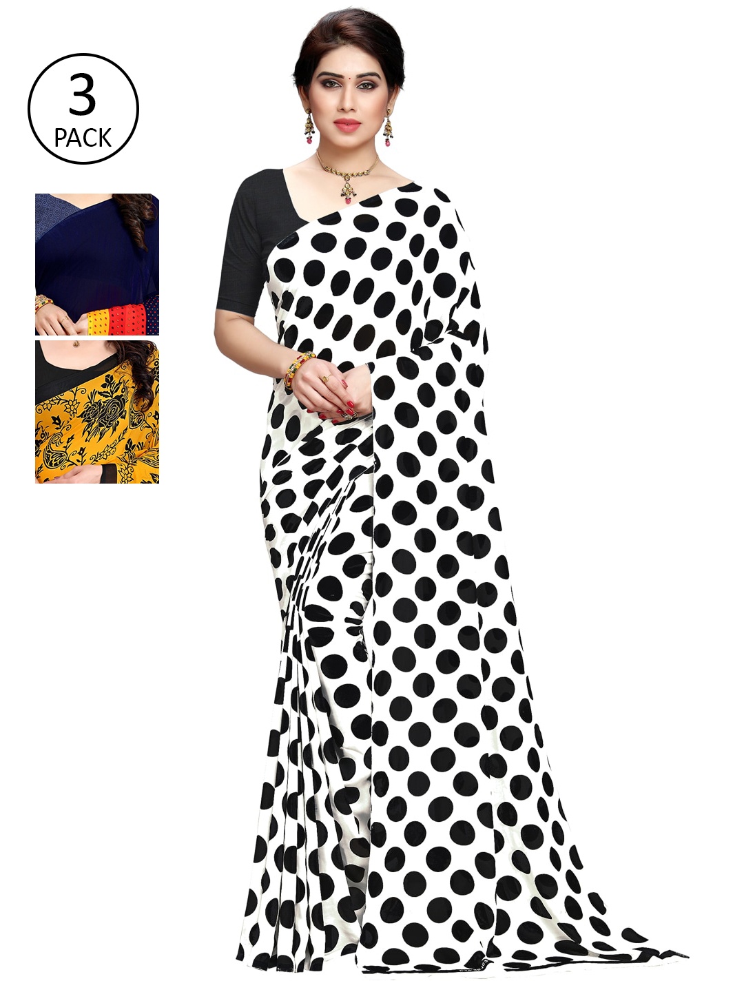 

KALINI Pack of 3 Printed Sarees, Multi