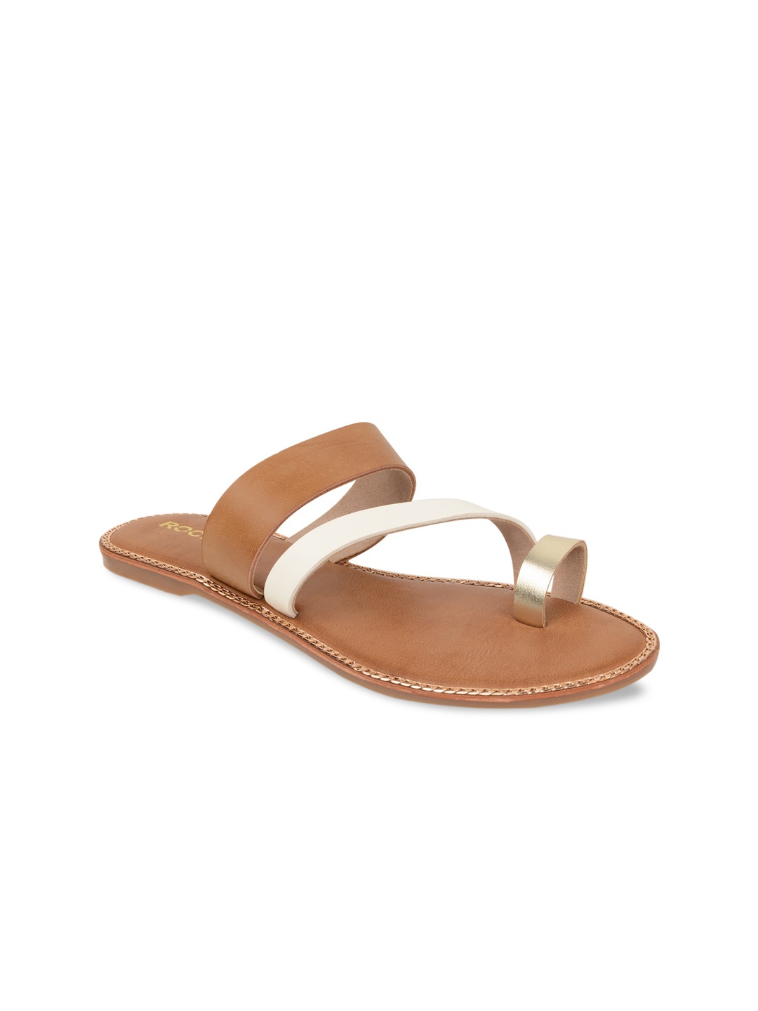 

Rocia Women Tan Colourblocked One Toe Flats with Buckles