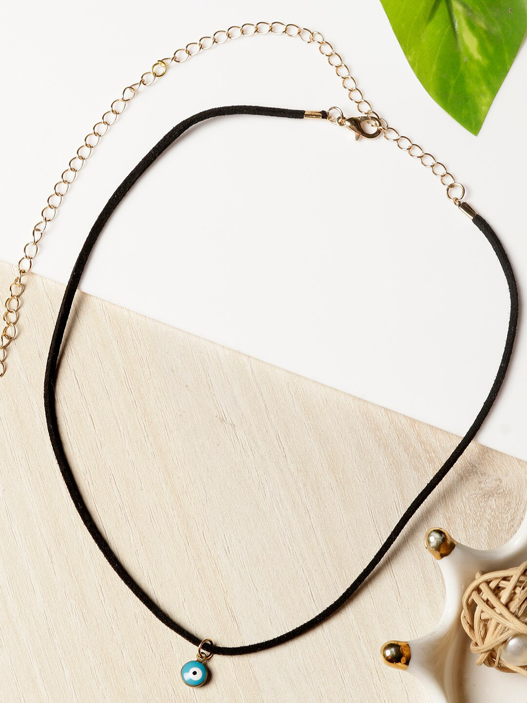 

AQUASTREET Black Gold-Plated Evil Eye Choker Necklace