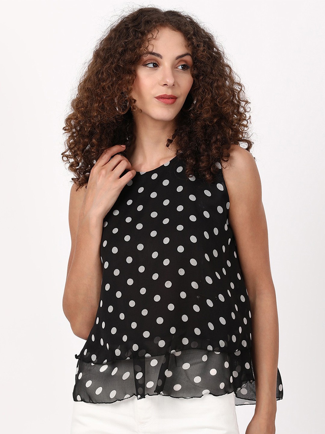 

V2 Value & Variety Black Georgette Regular Top