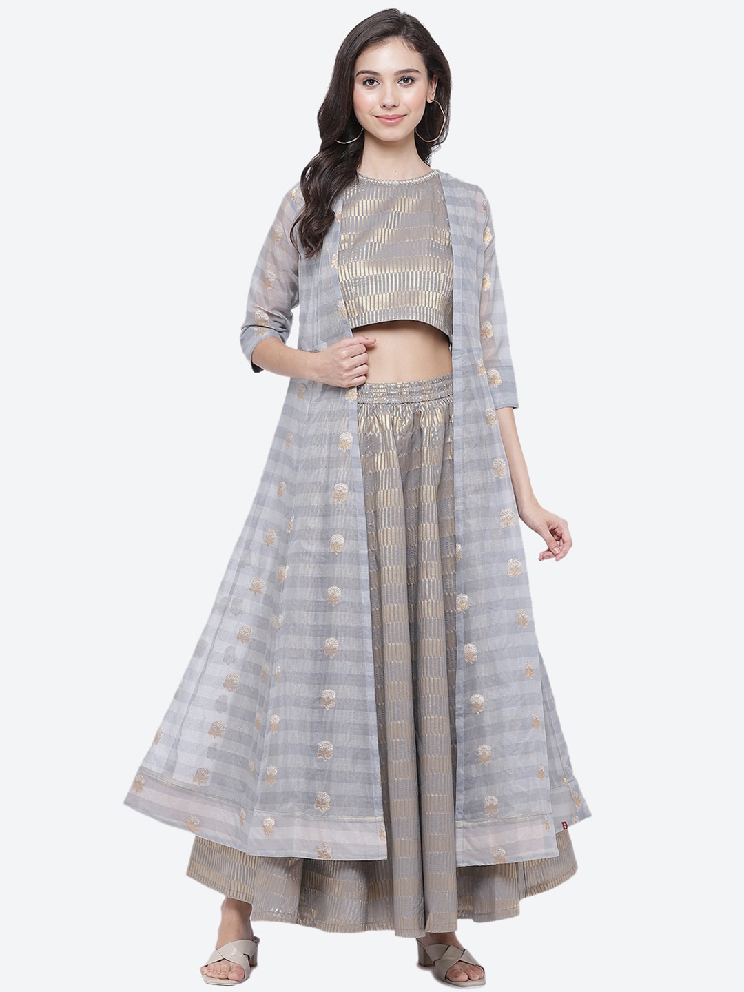 

Biba Grey & Gold-Toned Ready to Wear Lehenga &