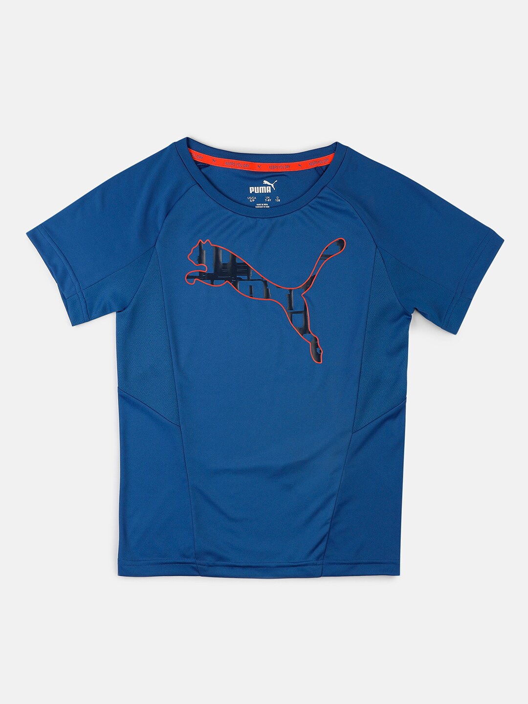 

Puma Boys Blue Brand Logo Printed T-shirt