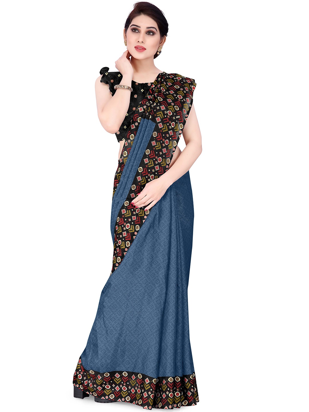 

KALINI Blue & Black Supernet Kota Saree