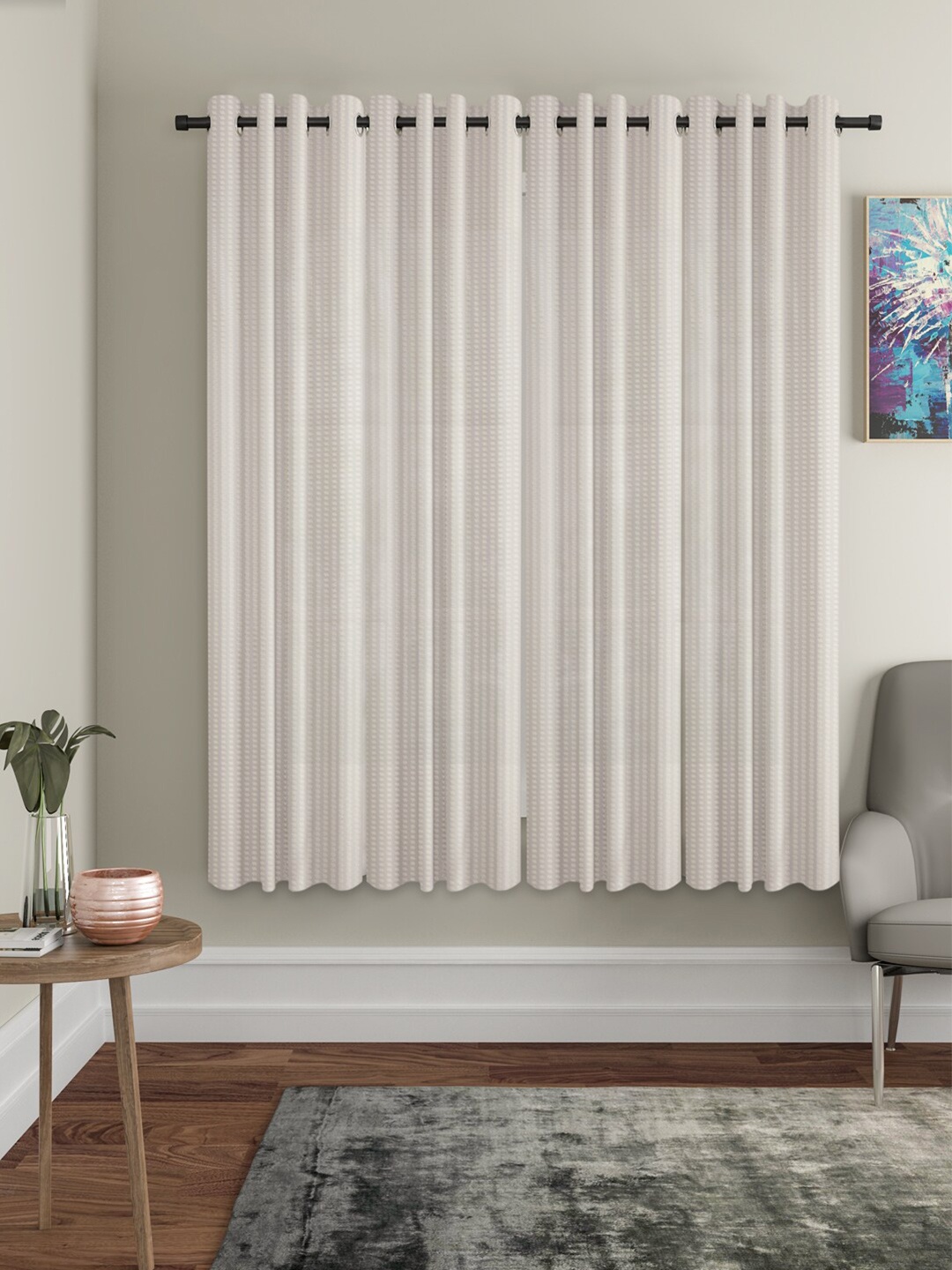 

HOSTA HOMES Cream-Coloured Set of 4 Window Curtain