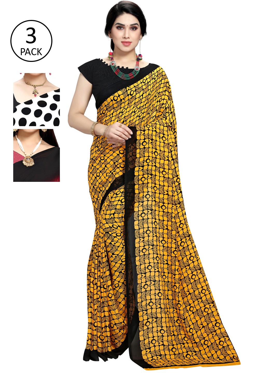 

KALINI Pack of 3 Printed Sarees, Multi