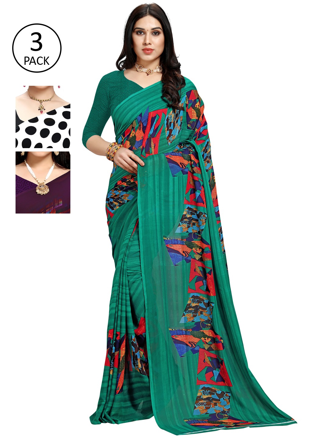 

KALINI Black & Burgundy Saree