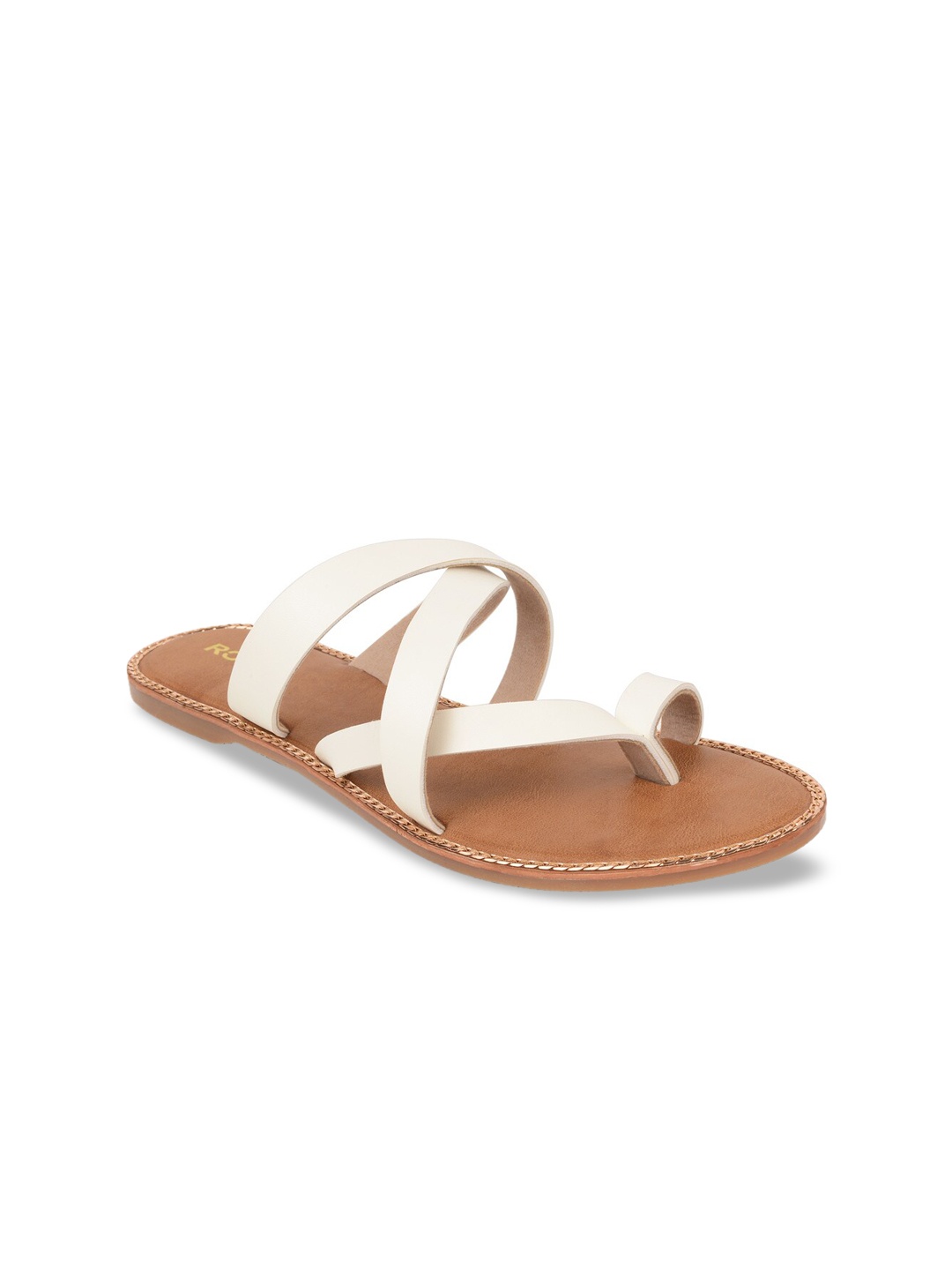 

Rocia Women White Textured One Toe Flats with Tassels