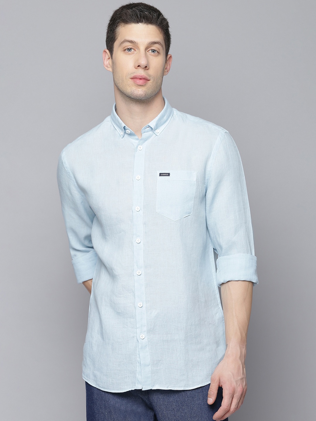 

LINDBERGH Men Blue Slim Fit Button-Down Collar Casual Shirt
