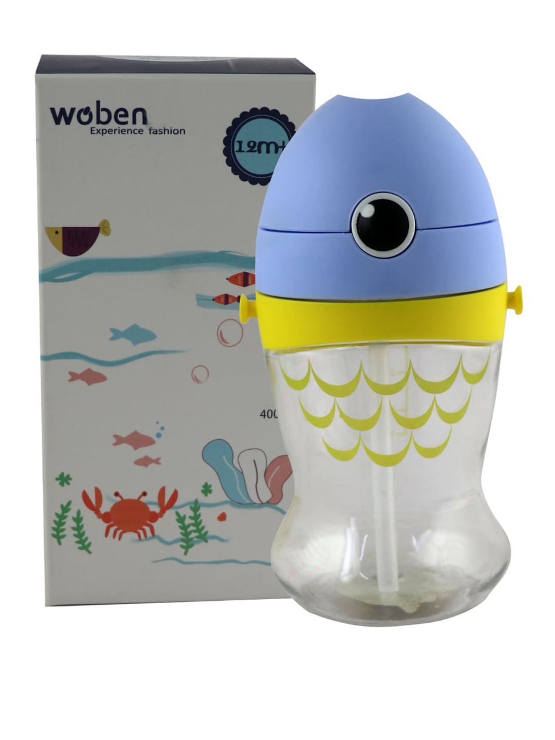 

GUCHIGU Kids Blue & Transparent Solid Sipper Bottle Sippy Cup With Straw & Handle