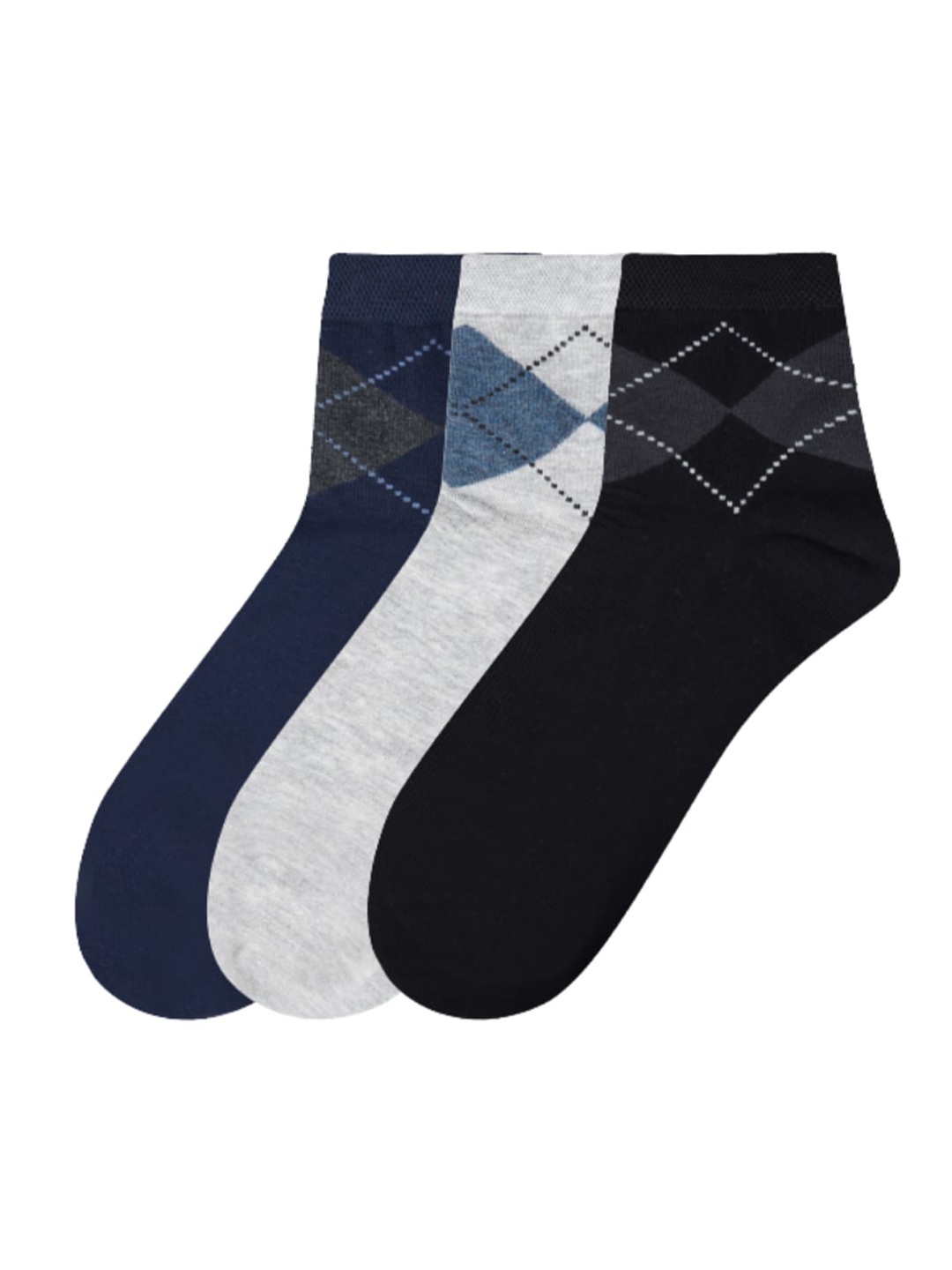 

N2S NEXT2SKIN Men Pack Of 3 Assorted Ankle-Length Cotton Socks