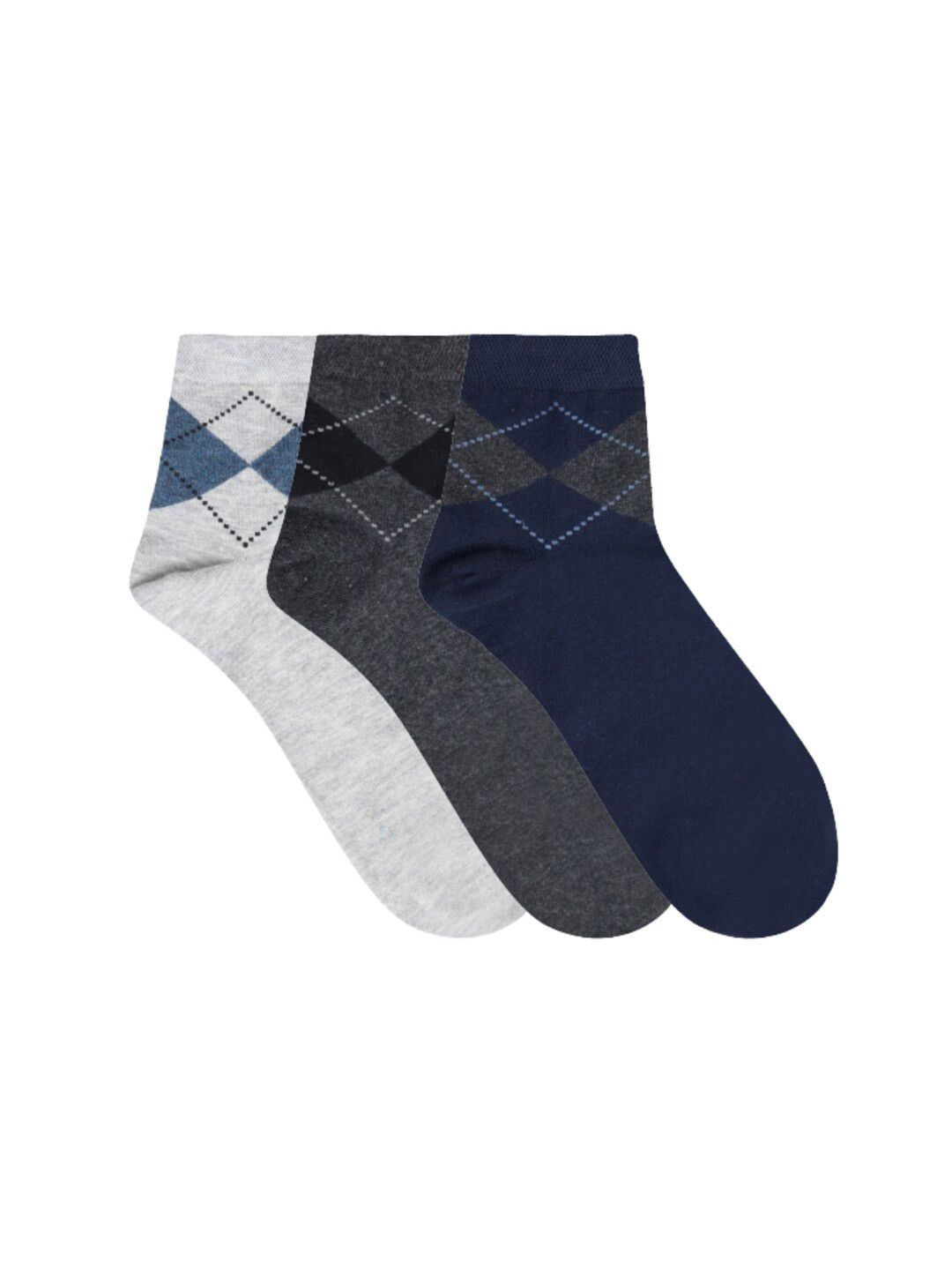 

N2S NEXT2SKIN Men Pack Of 3 Assorted Ankle-Length Cotton Socks