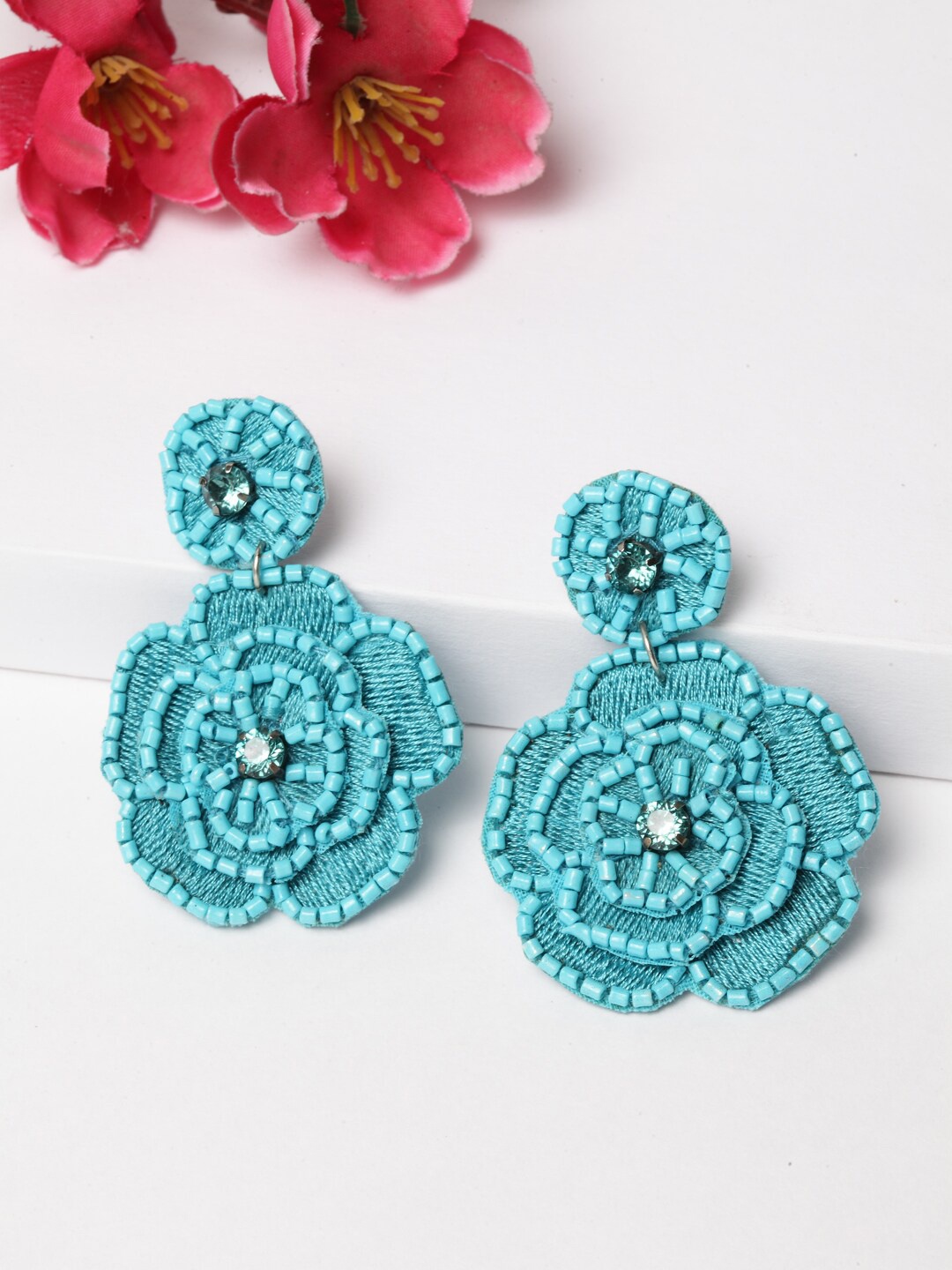 

Moedbuille Turquoise Blue Contemporary Drop Earrings