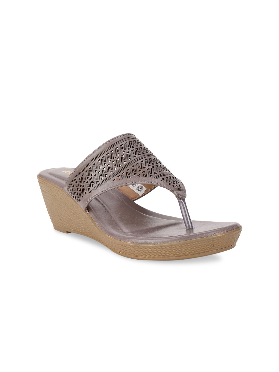 Bata Copper-Toned Wedge Sandals with Laser Cuts