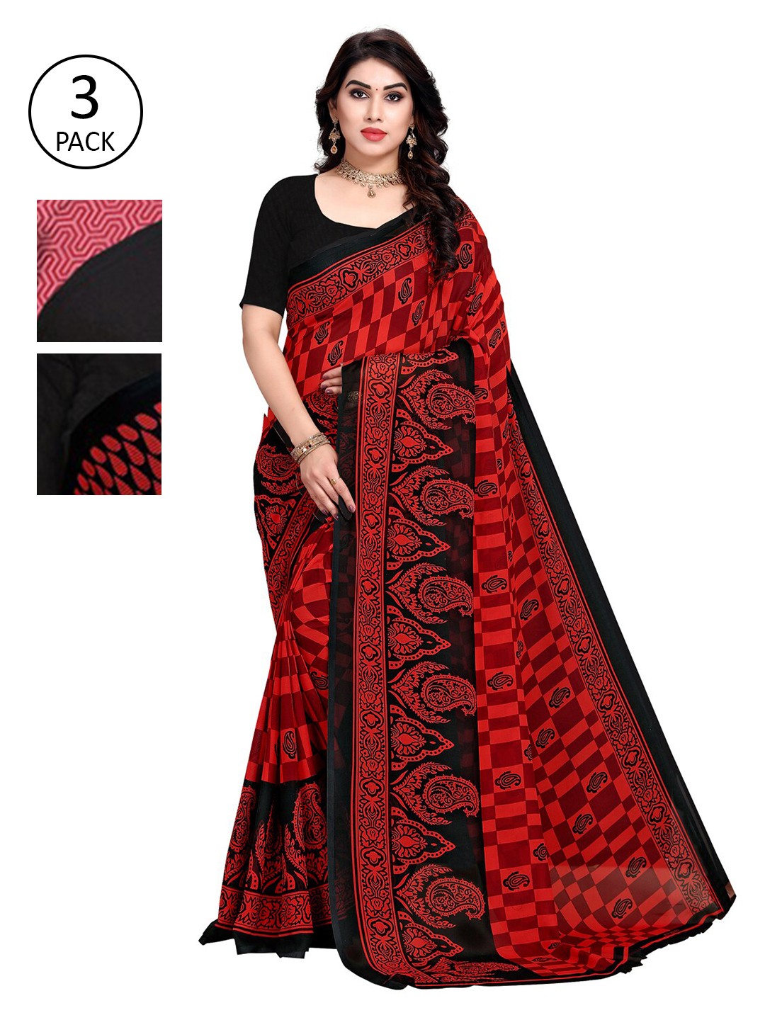 

KALINI Pack Of 3 Printed Saree, Multi