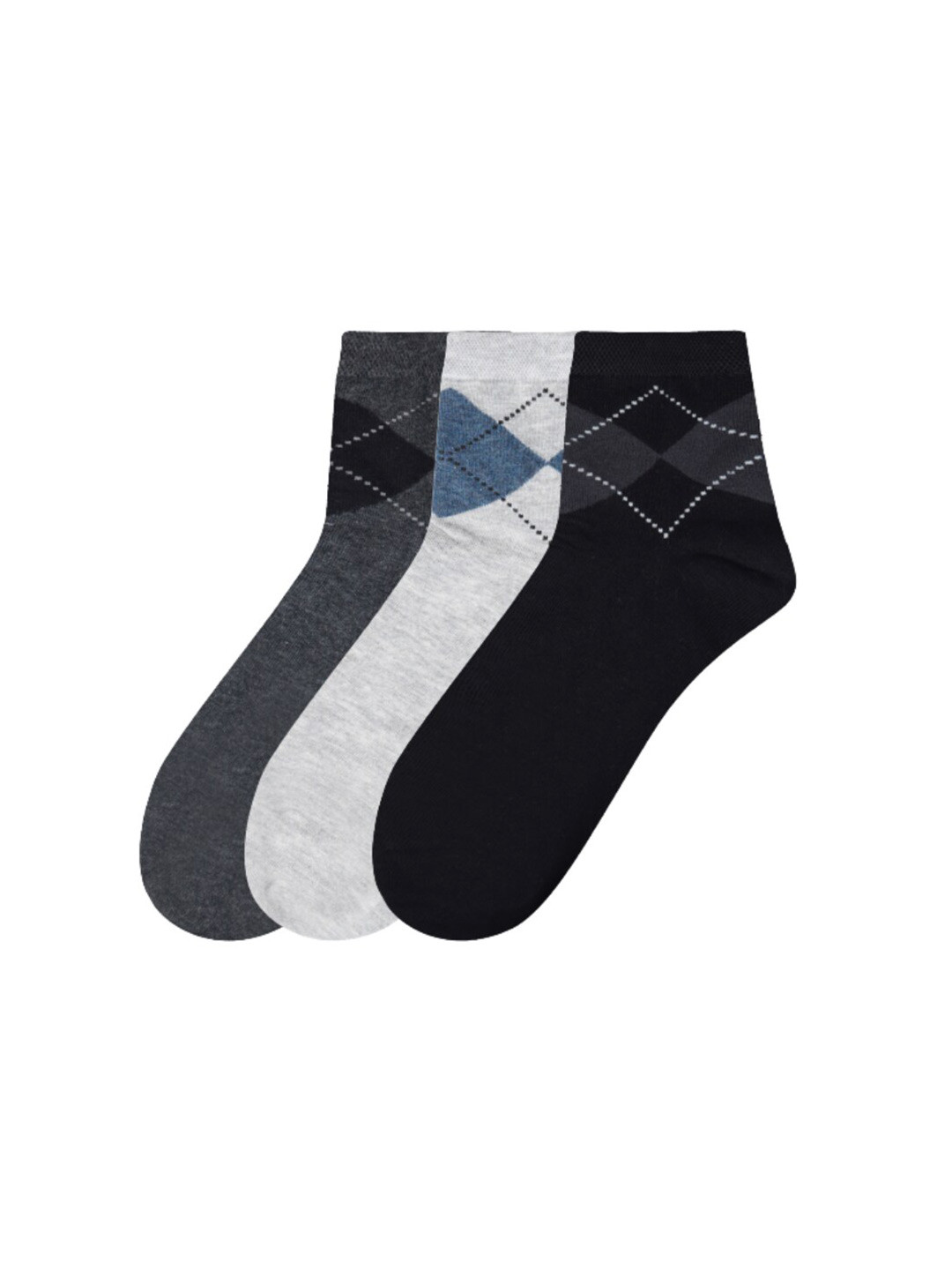 

N2S NEXT2SKIN Men Pack Of 3 Assorted Cotton Ankle-Length Socks