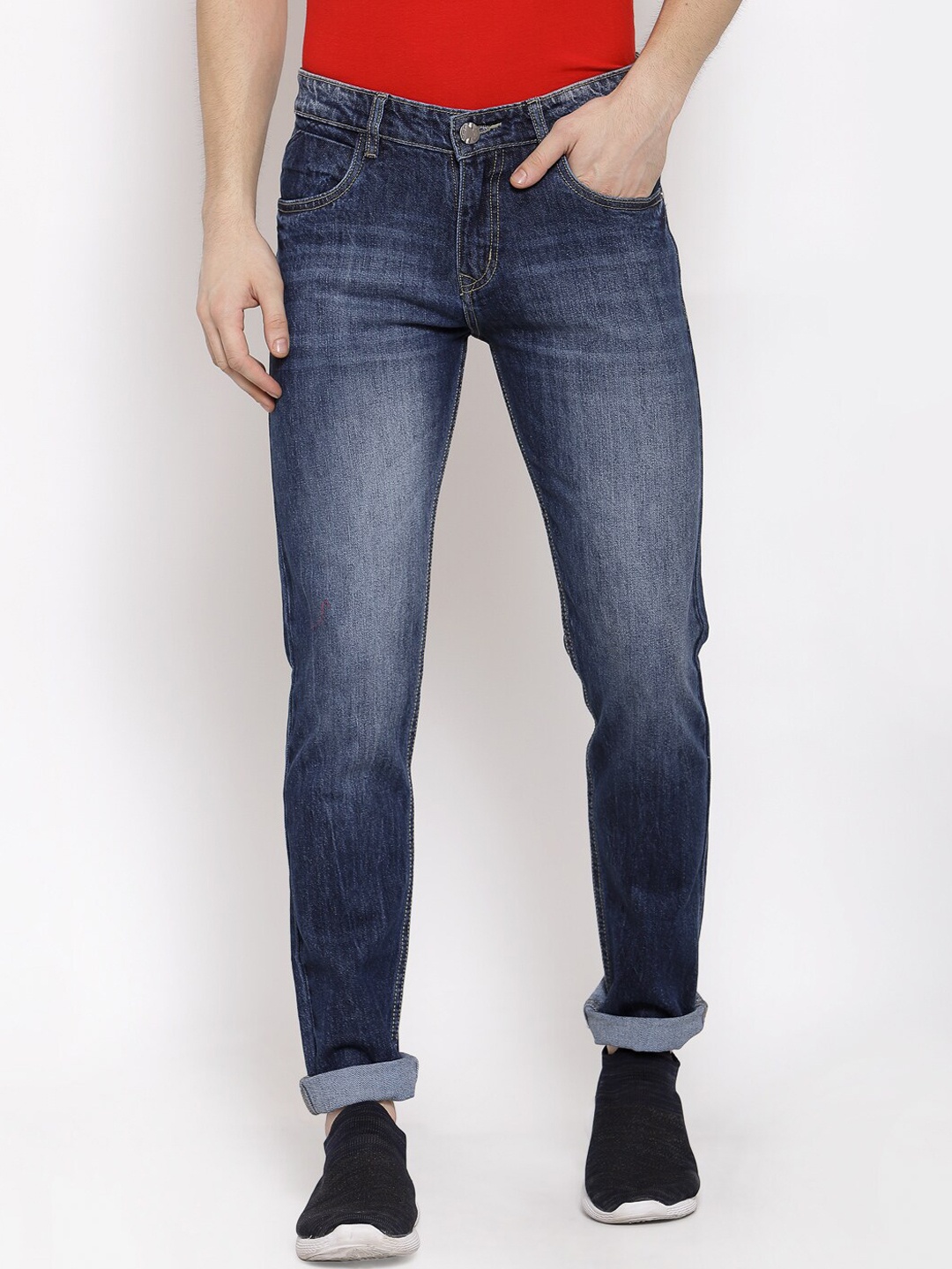 FEVER Men Blue Slim Fit Mid-Rise Light Fade Jeans