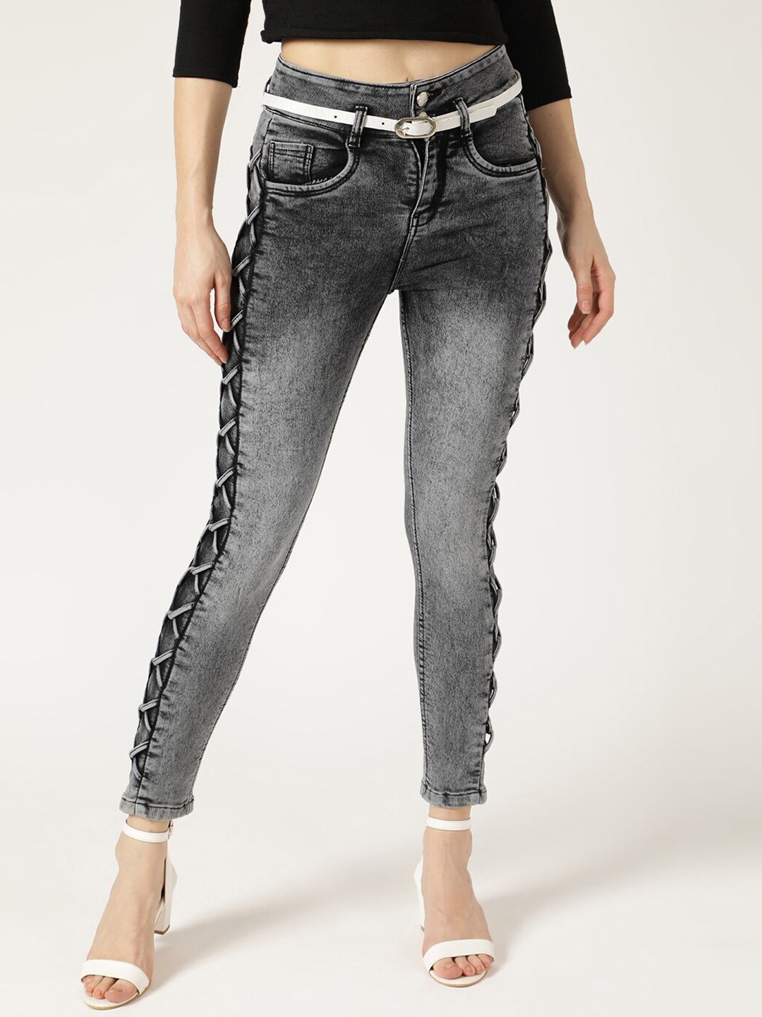 

V2 Value & Variety Women Black High-Rise Heavy Fade Jeans