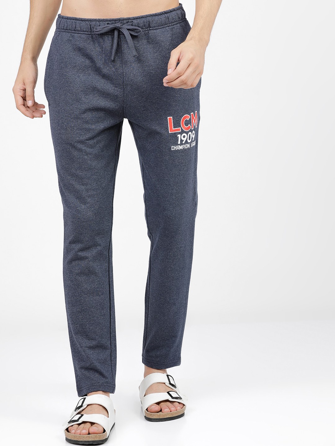 

LOCOMOTIVE Men Navy Blue Solid Slim-Fit Track Pants