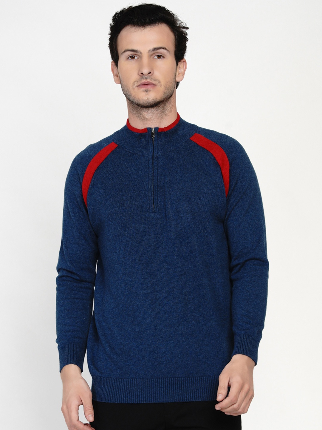 

ARMISTO Men Blue & Red Woolen Pullover
