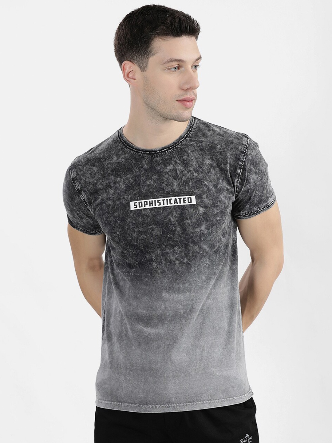 

V2 Value & Variety Men Black Typography T-shirt