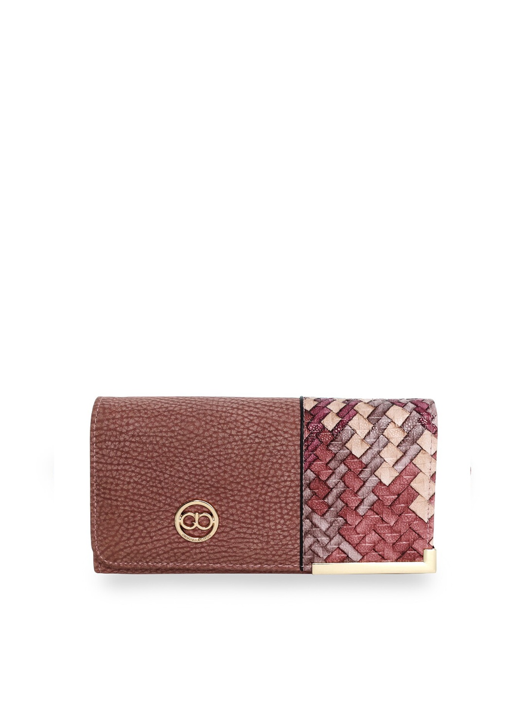 GIO COLLECTION Women Brown & Pink Textured PU Envelope