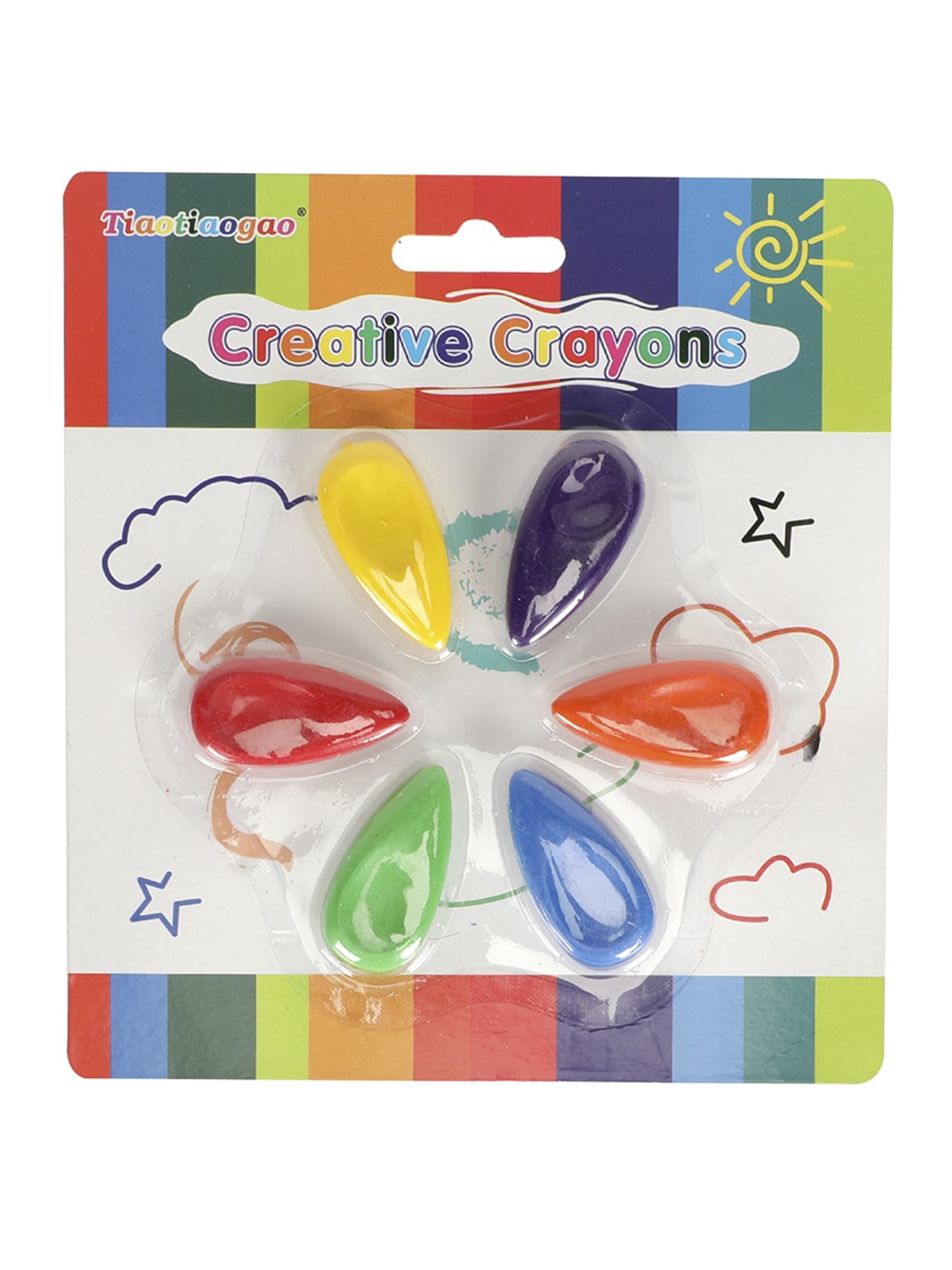 

PASSION PETALS Set of 6 Multicoloured Teardrop Shaped Non-Toxic Washable Wax Crayons, Multi