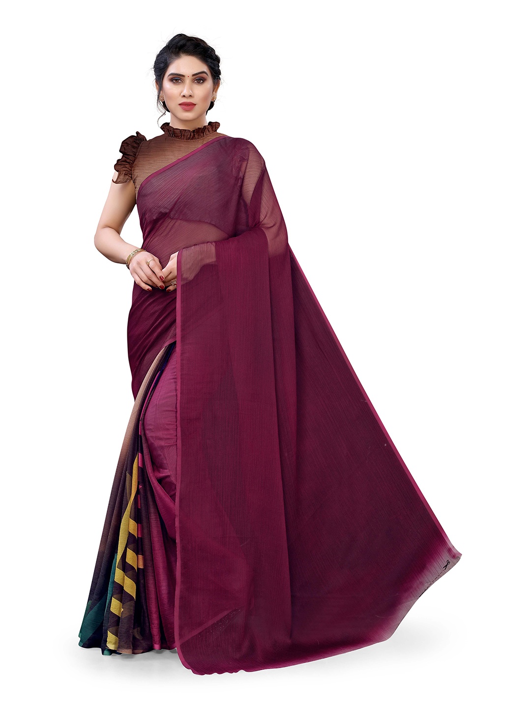 

KALINI Magenta & Multicoloured Printed Design Saree