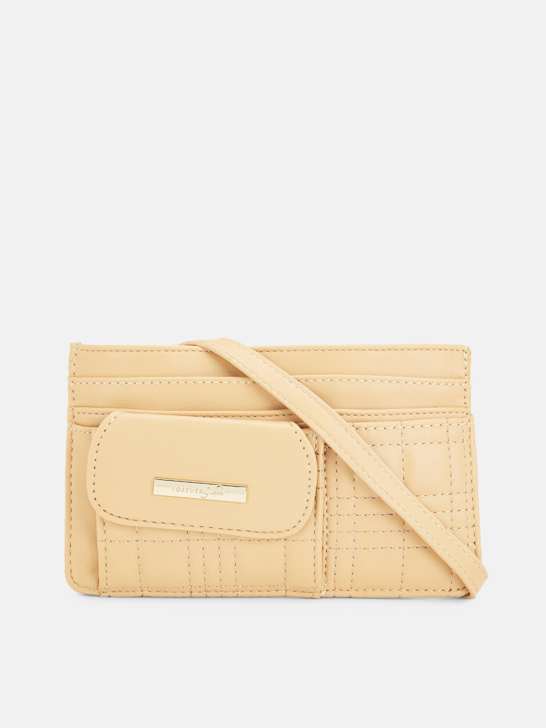 

Forever Glam by Pantaloons Yellow Textured Structured Sling Bag with Quilted