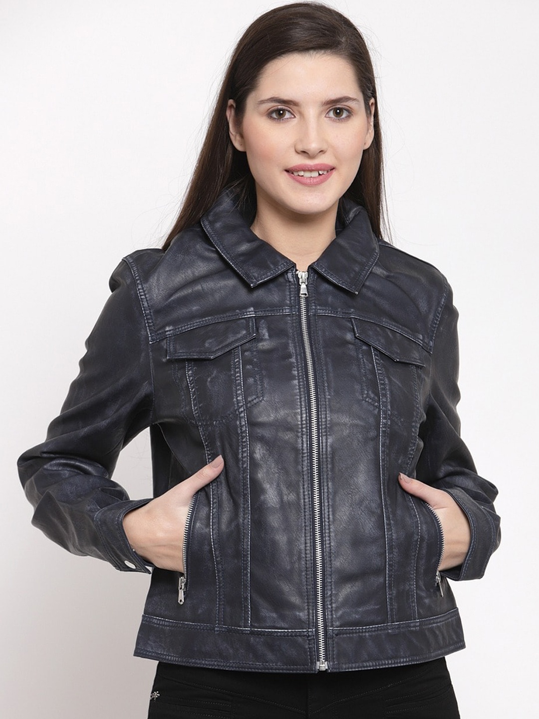 

Apsis Women Blue Lightweight Biker Jacket