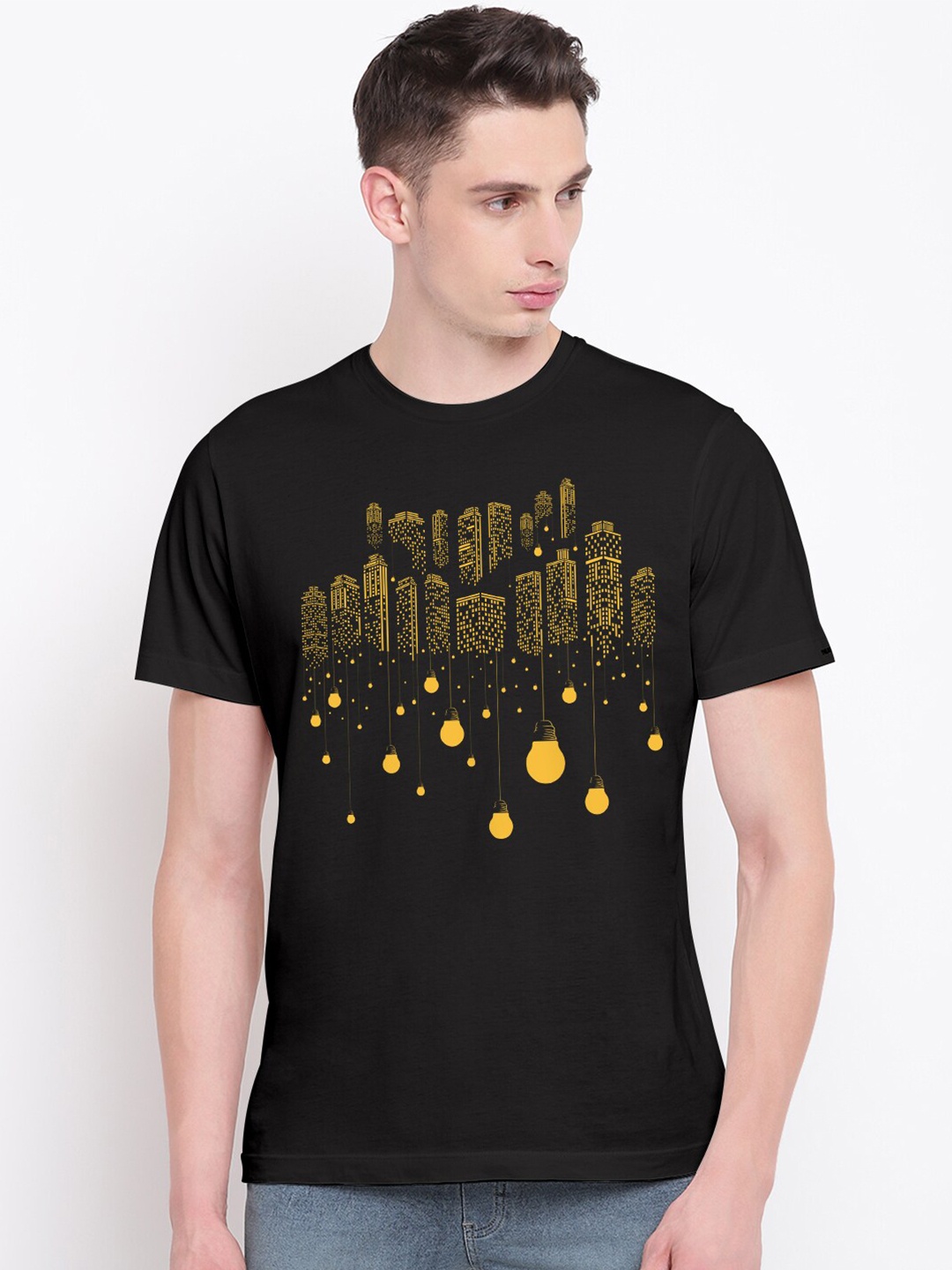 

THREADCURRY Men Black Printed T-shirt